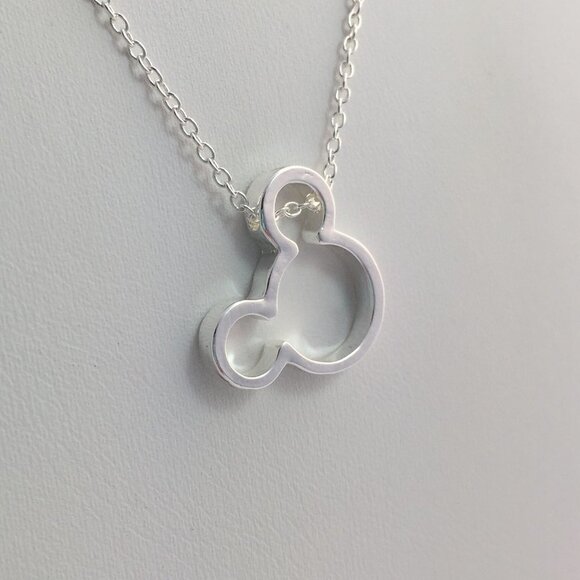 Jewelry necklace pendant Mickey Mouse white gold silver tone dainty minimalist - Picture 5 of 8